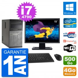 PC Tour Dell 7020 Ecran 19" Intel i7-4790 RAM 4Go Disque 500Go Windows 10 Wifi