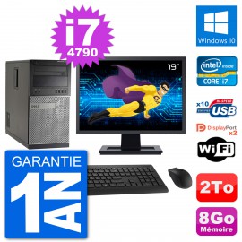 PC Tour Dell 7020 Ecran 19" Intel i7-4790 RAM 8Go Disque 2To Windows 10 Wifi