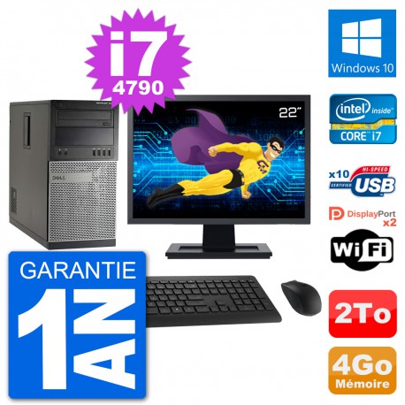 PC Tour Dell 7020 Ecran 22" Intel i7-4790 RAM 4Go Disque 2To Windows 10 Wifi