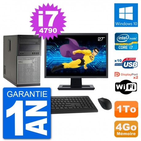 PC Tour Dell 7020 Ecran 27" Intel i7-4790 RAM 4Go Disque 1To Windows 10 Wifi