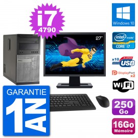 PC Tour Dell 7020 Ecran 27" Intel i7-4790 RAM 16Go Disque 250Go Windows 10 Wifi