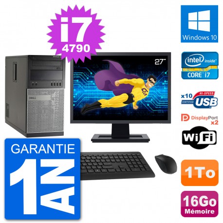 PC Tour Dell 7020 Ecran 27" Intel i7-4790 RAM 16Go Disque 1To Windows 10 Wifi