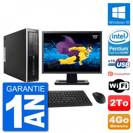 PC HP 8300 Elite SFF Ecran 19" Intel G630 RAM 4Go Disque Dur 2To Windows 10 Wifi