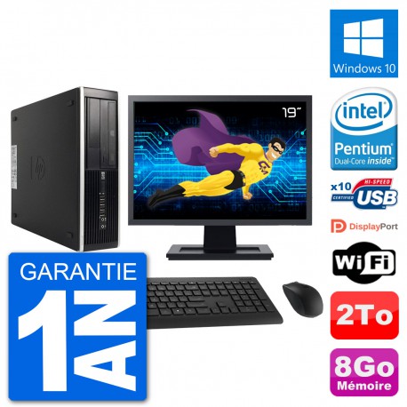PC HP 8300 Elite SFF Ecran 19" Intel G630 RAM 8Go Disque Dur 2To Windows 10 Wifi