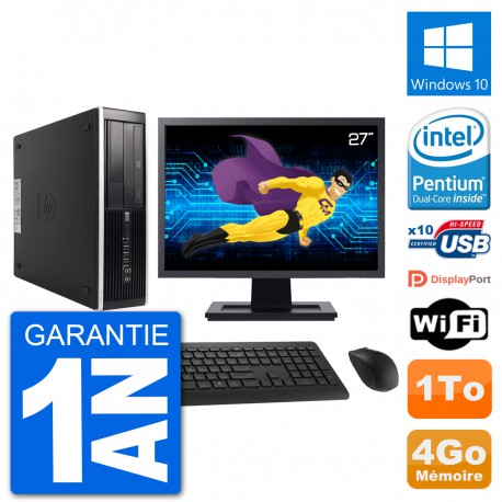PC HP 8300 Elite SFF Ecran 27" Intel G630 RAM 4Go Disque Dur 1To Windows 10 Wifi