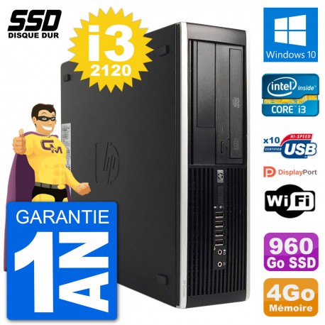 PC HP 8300 Elite SFF Intel i3-2120 RAM 4Go SSD 960Go Windows 10 Wifi