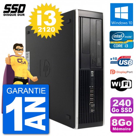 PC HP 8300 Elite SFF Intel i3-2120 RAM 8Go SSD 240Go Windows 10 Wifi