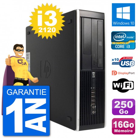 PC HP 8300 Elite SFF Intel i3-2120 RAM 16Go Disque Dur 250Go Windows 10 Wifi