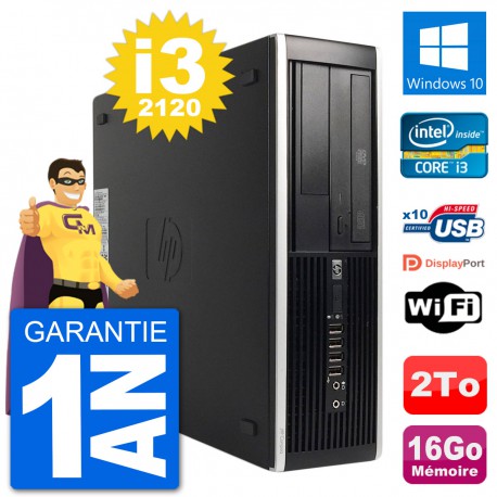 PC HP 8300 Elite SFF Intel i3-2120 RAM 16Go Disque Dur 2To Windows 10 Wifi