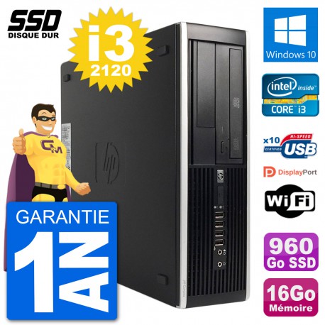 PC HP 8300 Elite SFF Intel i3-2120 RAM 16Go SSD 960Go Windows 10 Wifi