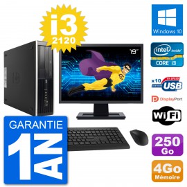 PC HP 8300 SFF Ecran 19" Intel i3-2120 RAM 4Go Disque 250Go Windows 10 Wifi