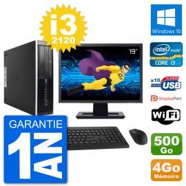 PC HP 8300 SFF Ecran 19" Intel i3-2120 RAM 4Go Disque 500Go Windows 10 Wifi