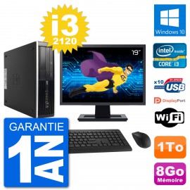 PC HP 8300 SFF Ecran 19" Intel i3-2120 RAM 8Go Disque Dur 1To Windows 10 Wifi