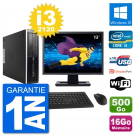 PC HP 8300 SFF Ecran 19" Intel i3-2120 RAM 16Go Disque 500Go Windows 10 Wifi