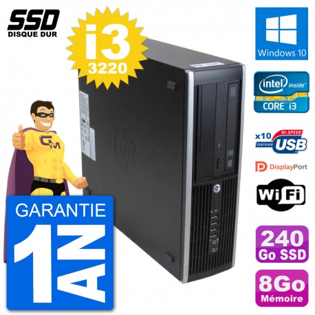 PC HP 8300 Elite SFF Intel i3-3220 RAM 8Go SSD 240Go Windows 10 Wifi