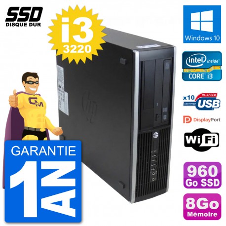 PC HP 8300 Elite SFF Intel i3-3220 RAM 8Go SSD 960Go Windows 10 Wifi