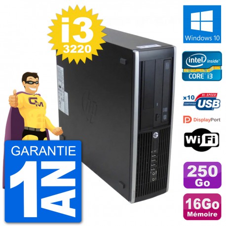 PC HP 8300 Elite SFF Intel i3-3220 RAM 16Go Disque Dur 250Go Windows 10 Wifi