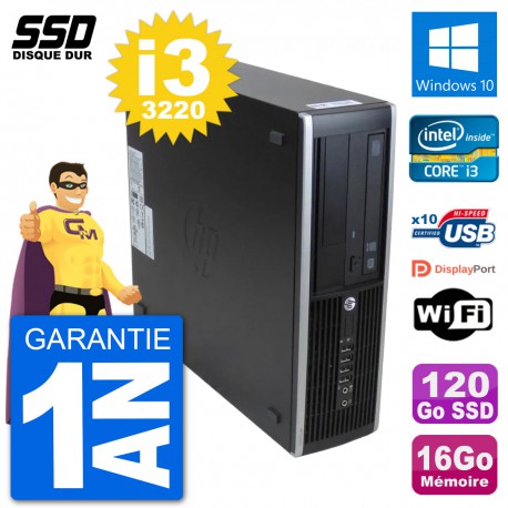 PC HP 8300 Elite SFF Intel i3-3220 RAM 16Go SSD 120Go Windows 10 Wifi