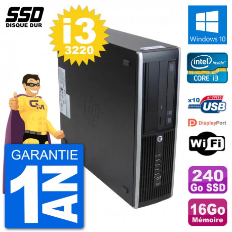 PC HP 8300 Elite SFF Intel i3-3220 RAM 16Go SSD 240Go Windows 10 Wifi