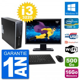 PC HP 8300 SFF Ecran 19" Intel i3-3220 RAM 16Go Disque 500Go Windows 10 Wifi