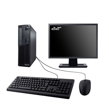 PC Lenovo M73 SFF Ecran 22" Intel I5-4430 RAM 8Go SSD 4To Wifi W11