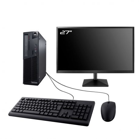 PC Lenovo M73 SFF Ecran 27" Intel I3-4130 RAM 8Go SSD 2To Wifi W11