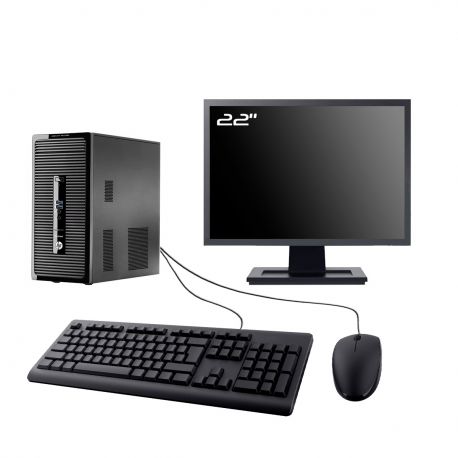 PC HP ProDesk 400 G2 MT Ecran 22" Intel I3-4130 RAM 8Go SSD 2To Wifi W11