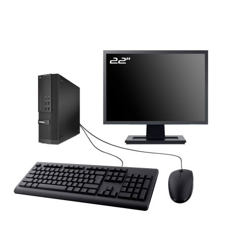 PC Dell Optiplex XE2 SFF Ecran 22" Intel I3-4130 RAM 16Go SSD 1To Wifi W11