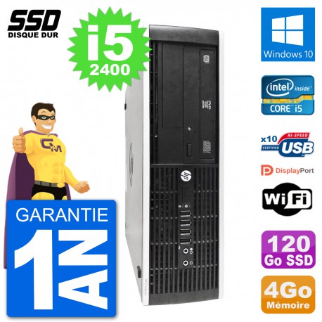 PC HP 8300 Elite SFF Intel i5-2400 RAM 4Go SSD 120Go Windows 10 Wifi