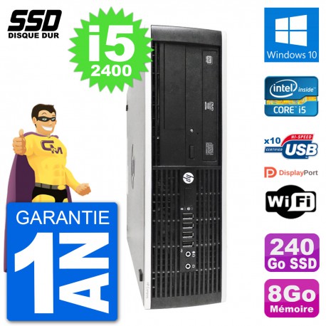 PC HP 8300 Elite SFF Intel i5-2400 RAM 8Go SSD 240Go Windows 10 Wifi