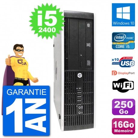 PC HP 8300 Elite SFF Intel i5-2400 RAM 16Go Disque Dur 250Go Windows 10 Wifi