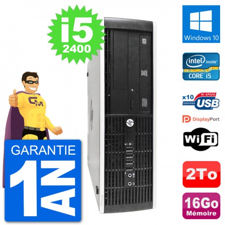 PC HP 8300 Elite SFF Intel i5-2400 RAM 16Go Disque Dur 2To Windows 10 Wifi