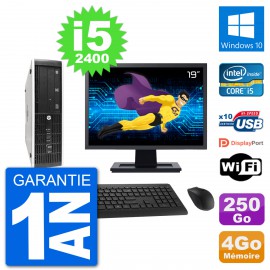 PC HP 8300 SFF Ecran 19" Intel i5-2400 RAM 4Go Disque 250Go Windows 10 Wifi