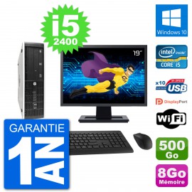 PC HP 8300 SFF Ecran 19" Intel i5-2400 RAM 8Go Disque 500Go Windows 10 Wifi