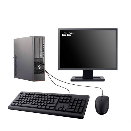 PC Fujitsu E700 E90+ SFF Ecran 22" Intel I3-2100 RAM 8Go SSD 4To Wifi W11