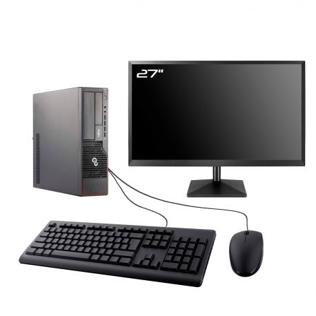 PC Fujitsu E700 E90+ SFF Ecran 27" Intel I5-2400 RAM 16Go SSD 1To Wifi W11