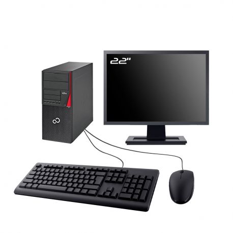 PC Fujitsu Esprimo P756 MT Ecran 22" Intel I3-6100 RAM 16Go SSD 1To Wifi W11