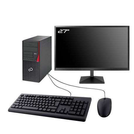 PC Fujitsu Esprimo P756 MT Ecran 27" Intel G4400 RAM 16Go SSD 500Go Wifi W11