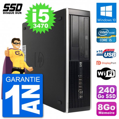 PC HP 8300 Elite SFF Intel i5-3470 RAM 8Go SSD 240Go Windows 10 Wifi