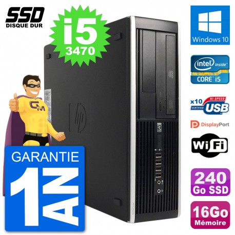PC HP 8300 Elite SFF Intel i5-3470 RAM 16Go SSD 240Go Windows 10 Wifi