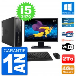 PC HP 8300 SFF Ecran 19" Intel i5-3470 RAM 4Go Disque Dur 2To Windows 10 Wifi