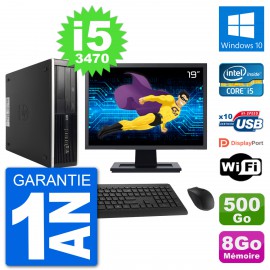 PC HP 8300 SFF Ecran 19" Intel i5-3470 RAM 8Go Disque 500Go Windows 10 Wifi