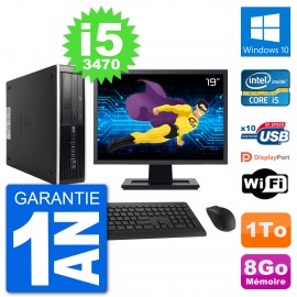 PC HP 8300 SFF Ecran 19" Intel i5-3470 RAM 8Go Disque Dur 1To Windows 10 Wifi