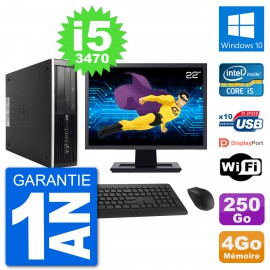 PC HP 8300 SFF Ecran 22" Intel i5-3470 RAM 4Go Disque 250Go Windows 10 Wifi