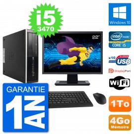 PC HP 8300 SFF Ecran 22" Intel i5-3470 RAM 4Go Disque Dur 1To Windows 10 Wifi