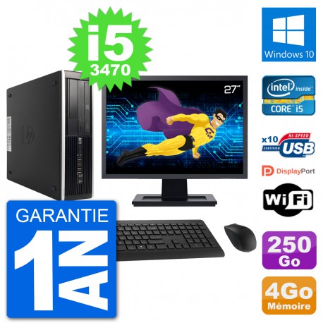 PC HP 8300 SFF Ecran 27" Intel i5-3470 RAM 4Go Disque 250Go Windows 10 Wifi