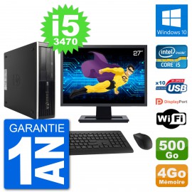 PC HP 8300 SFF Ecran 27" Intel i5-3470 RAM 4Go Disque 500Go Windows 10 Wifi