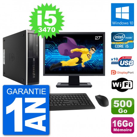 PC HP 8300 SFF Ecran 27" Intel i5-3470 RAM 16Go Disque 500Go Windows 10 Wifi