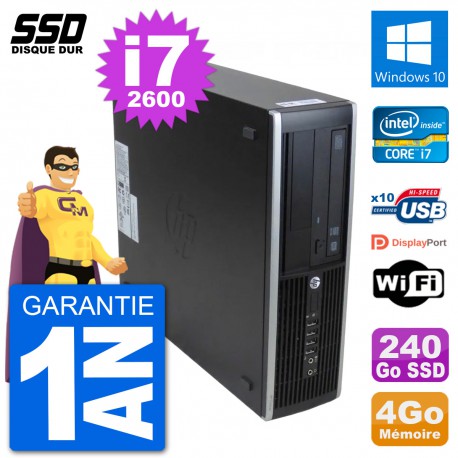 PC HP 8300 Elite SFF Intel i7-2600 RAM 4Go SSD 240Go Windows 10 Wifi