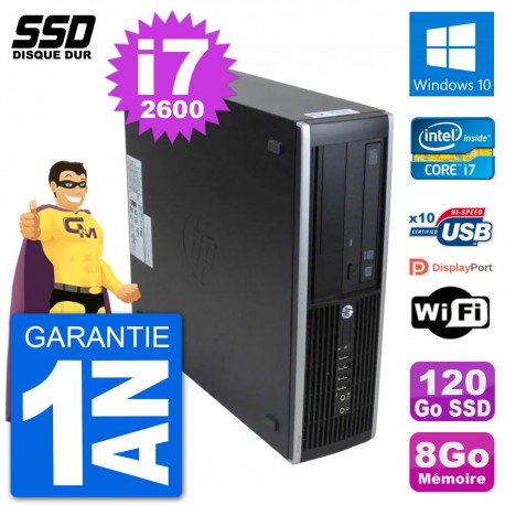 PC HP 8300 Elite SFF Intel i7-2600 RAM 8Go SSD 120Go Windows 10 Wifi